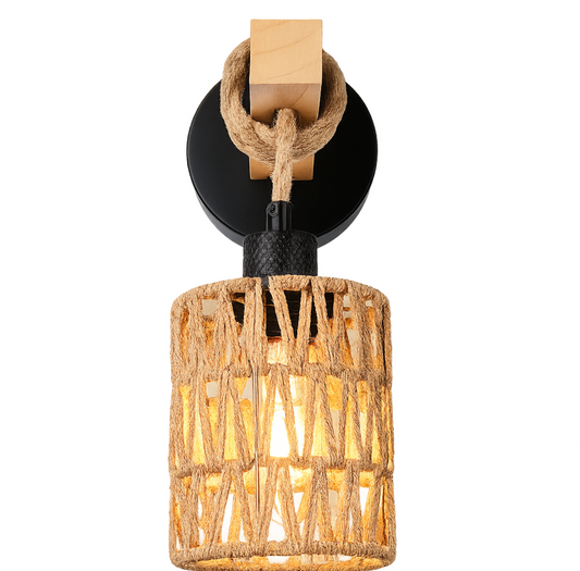 Applique Murale Rotin - Lanterne Bohème