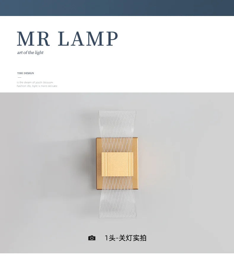 Acrylic Aluminum Wall Bedside Lamp Warm Light Lustre Modern Fashion Nordic Simple Home Living Dining Room Decor