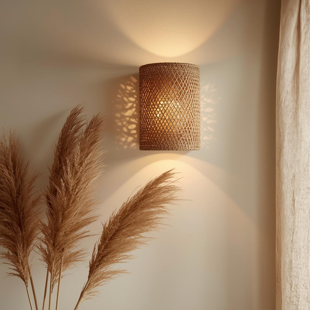 Applique mural rotin