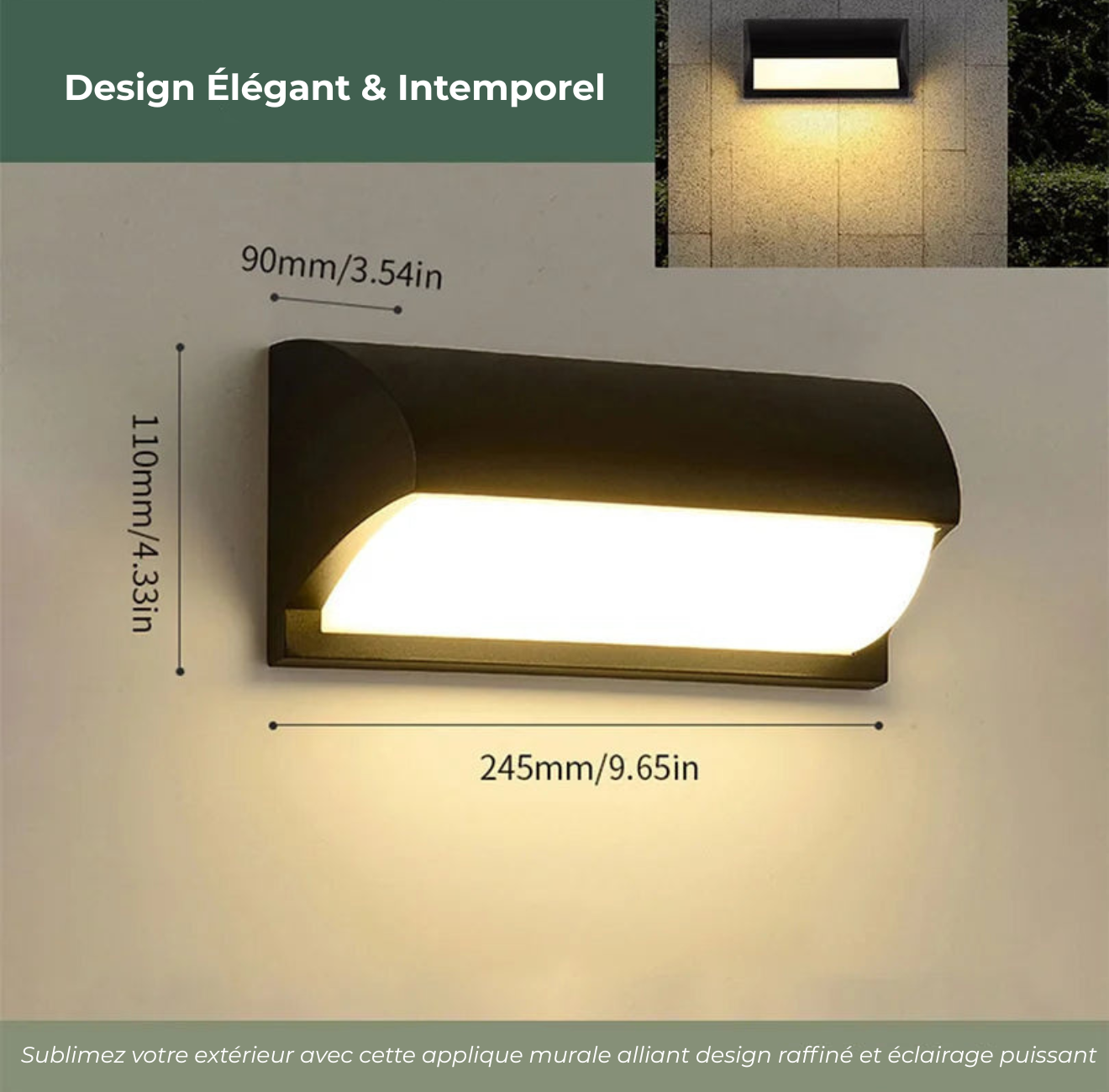 Applique Murale Extérieure – Crépuscule Noir & Éclipse Noir