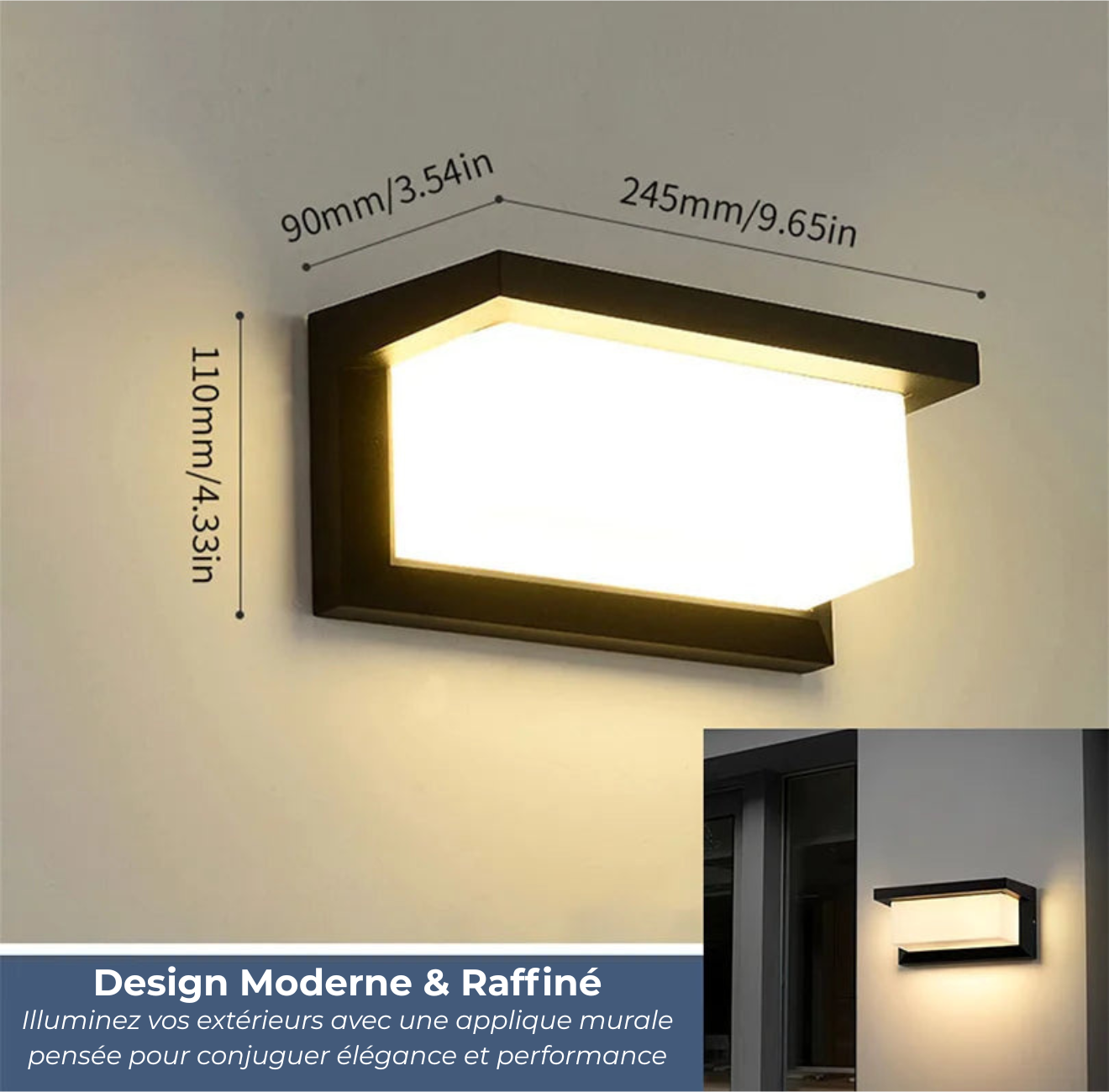 Applique Murale Extérieure – Crépuscule Noir & Éclipse Noir