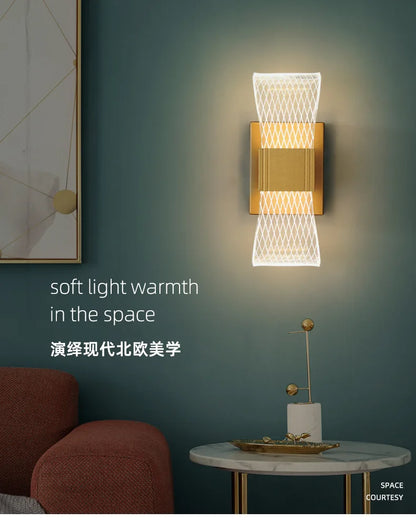 Acrylic Aluminum Wall Bedside Lamp Warm Light Lustre Modern Fashion Nordic Simple Home Living Dining Room Decor