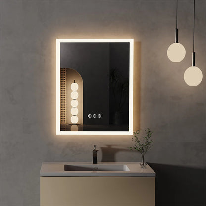 LUVODI LED Light Bathroom Mirror Wall Mounted Backlit Touch Mirror Dimmable Defog Vanity Makeup Mirror